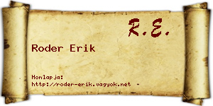 Roder Erik névjegykártya